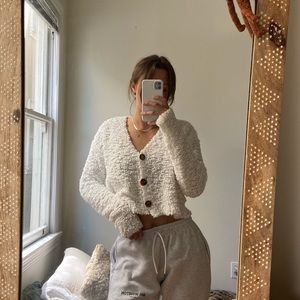 NWOT MI Ami Fuzzy Cropped Cardigan